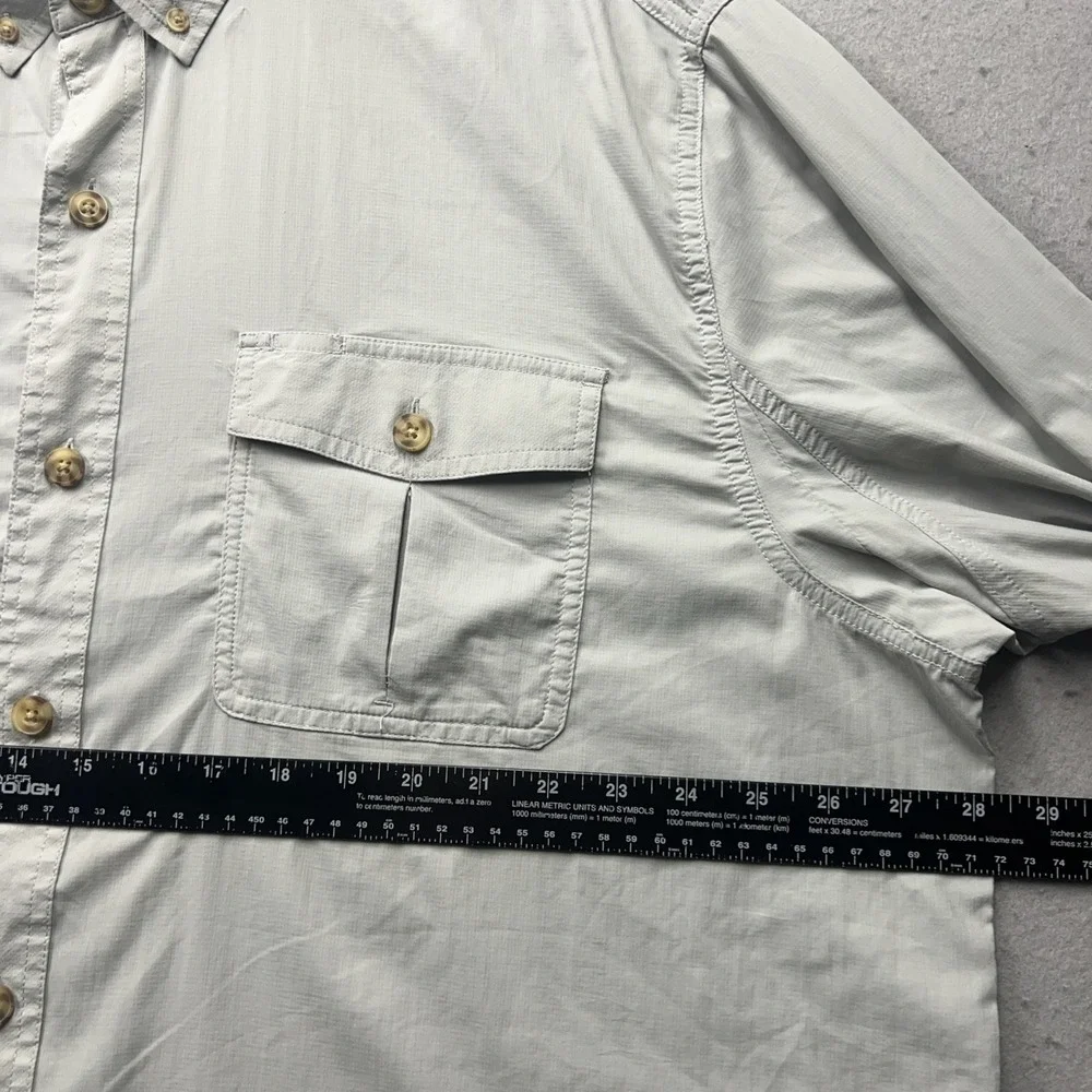 Duluth Trading Co Mens 2XL Button Up Shirt Grey Fishing Vented Back
